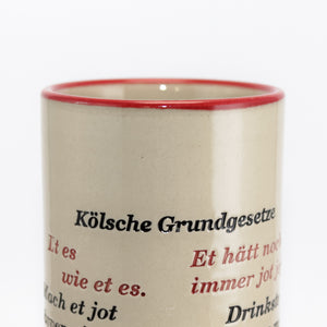 Kölsch-Stange / Kölschglas aus Ton "Kölsches Grundgesetz"